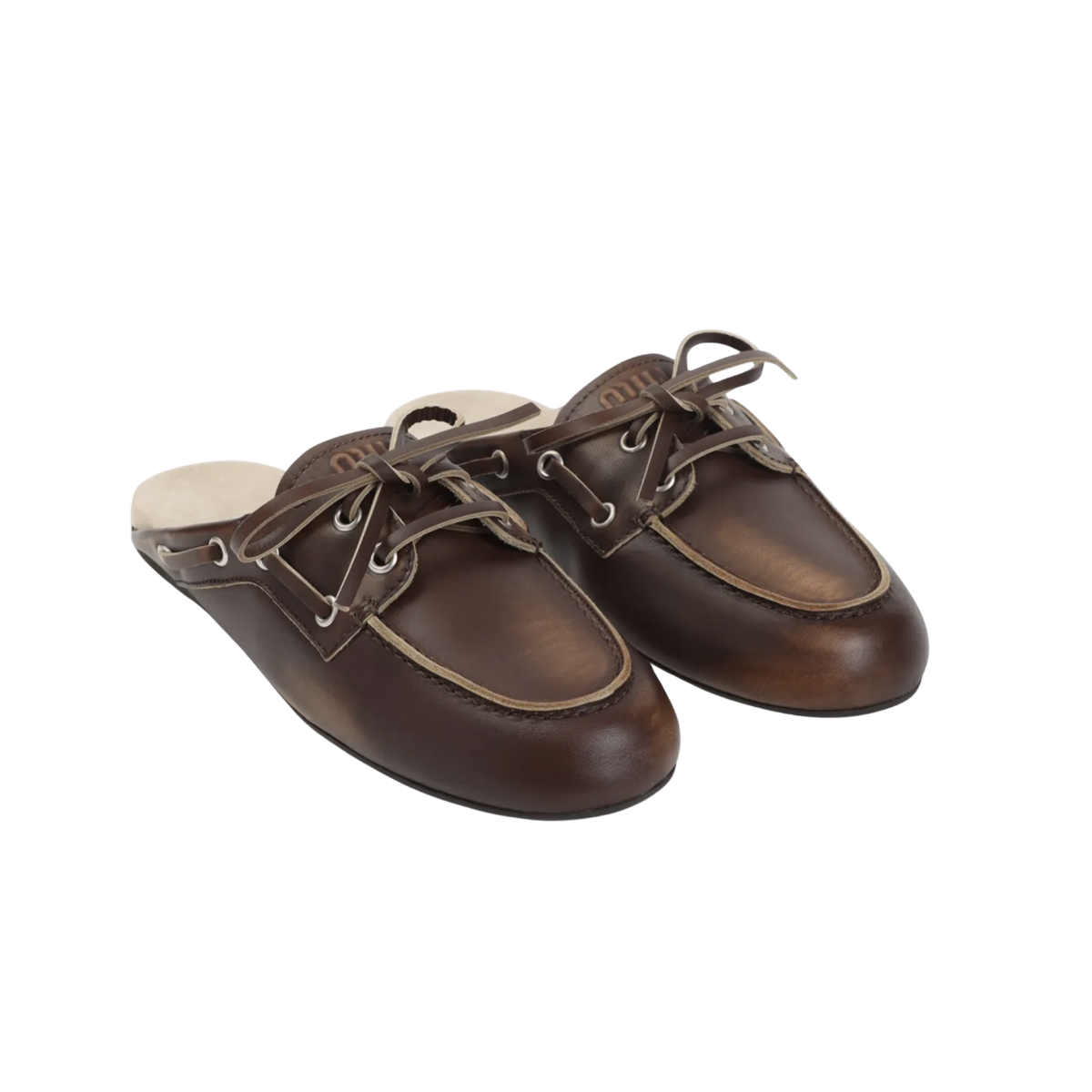 Miu Miu Leather Lace-Up Mules