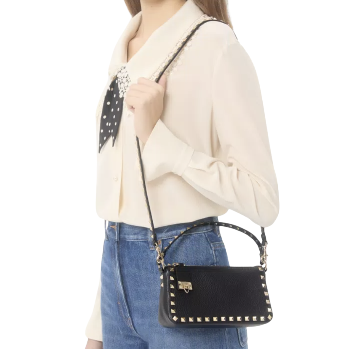 Valentino Garavani Small Rockstud Grainy Calfskin Crossbody Bag