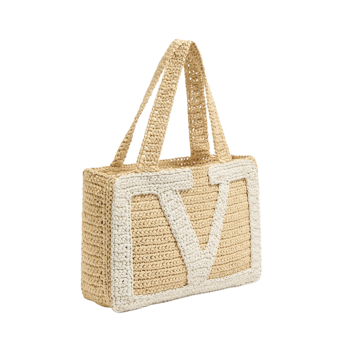 Valentino Garavani Viva Superstar Medium Shopping Bag In Raffia