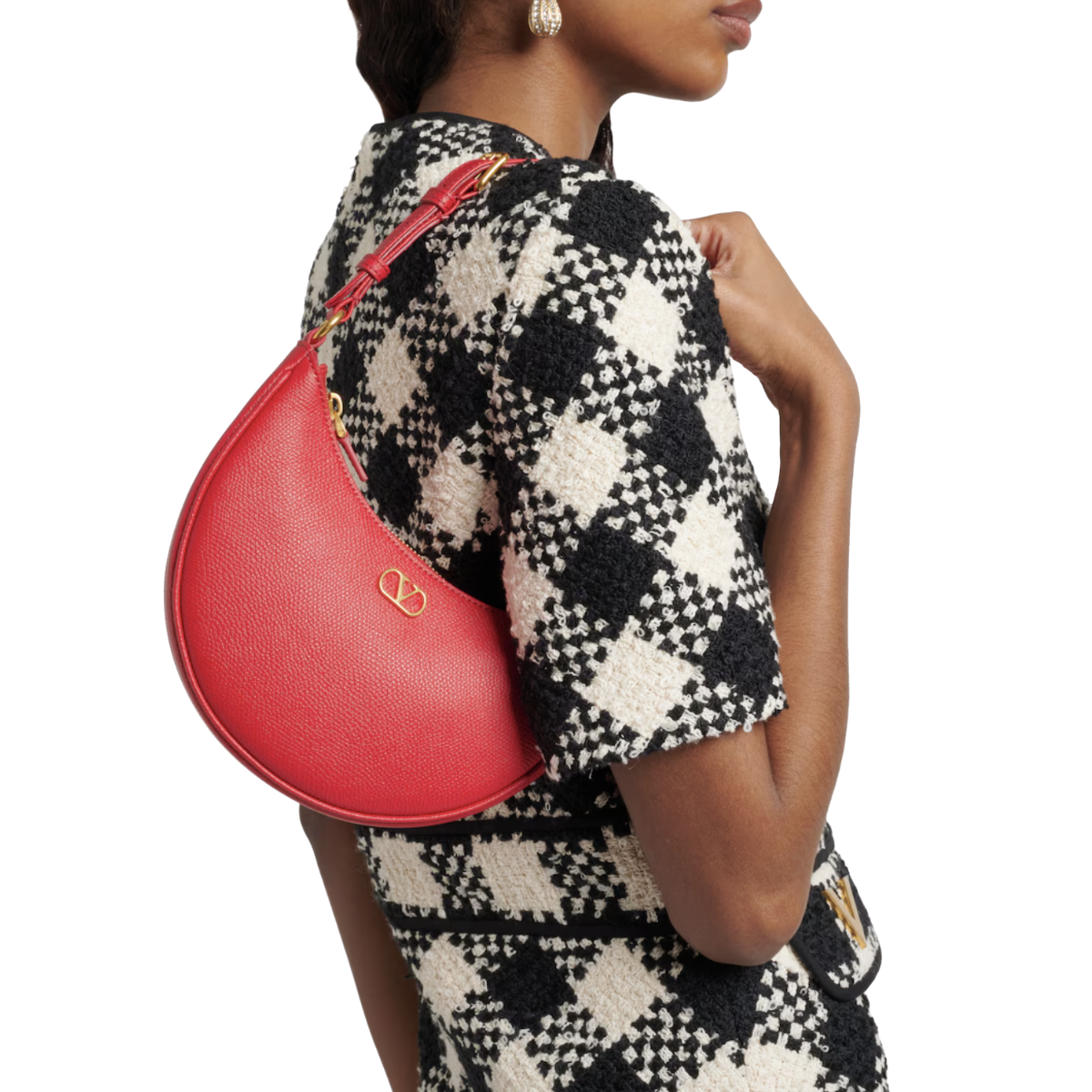 Valentino Garavani VLogo Signature Mini Hobo Bag In Grainy Calfskin