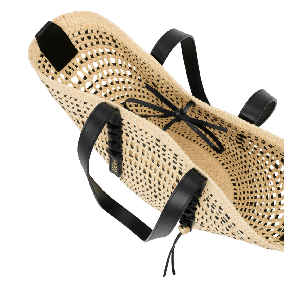 Loewe Medium Braid Basket in Iraca Palm and Calfskin