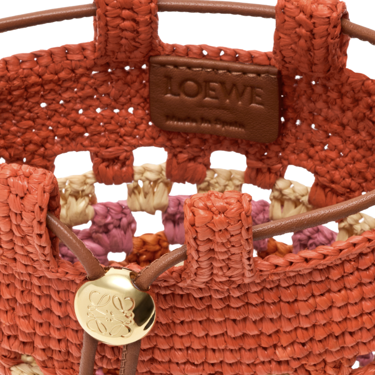 Loewe Drawstring Pocket in Classic Calfskin and Raffia
