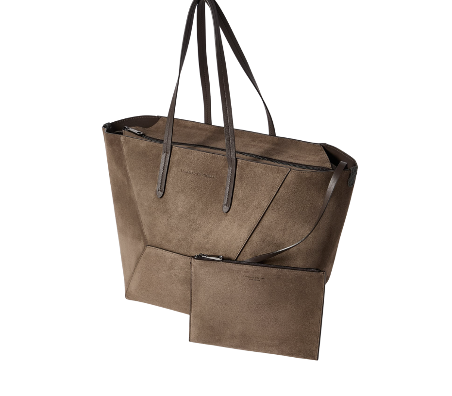 Brunello Cucinelli Duo bag in suede with monili