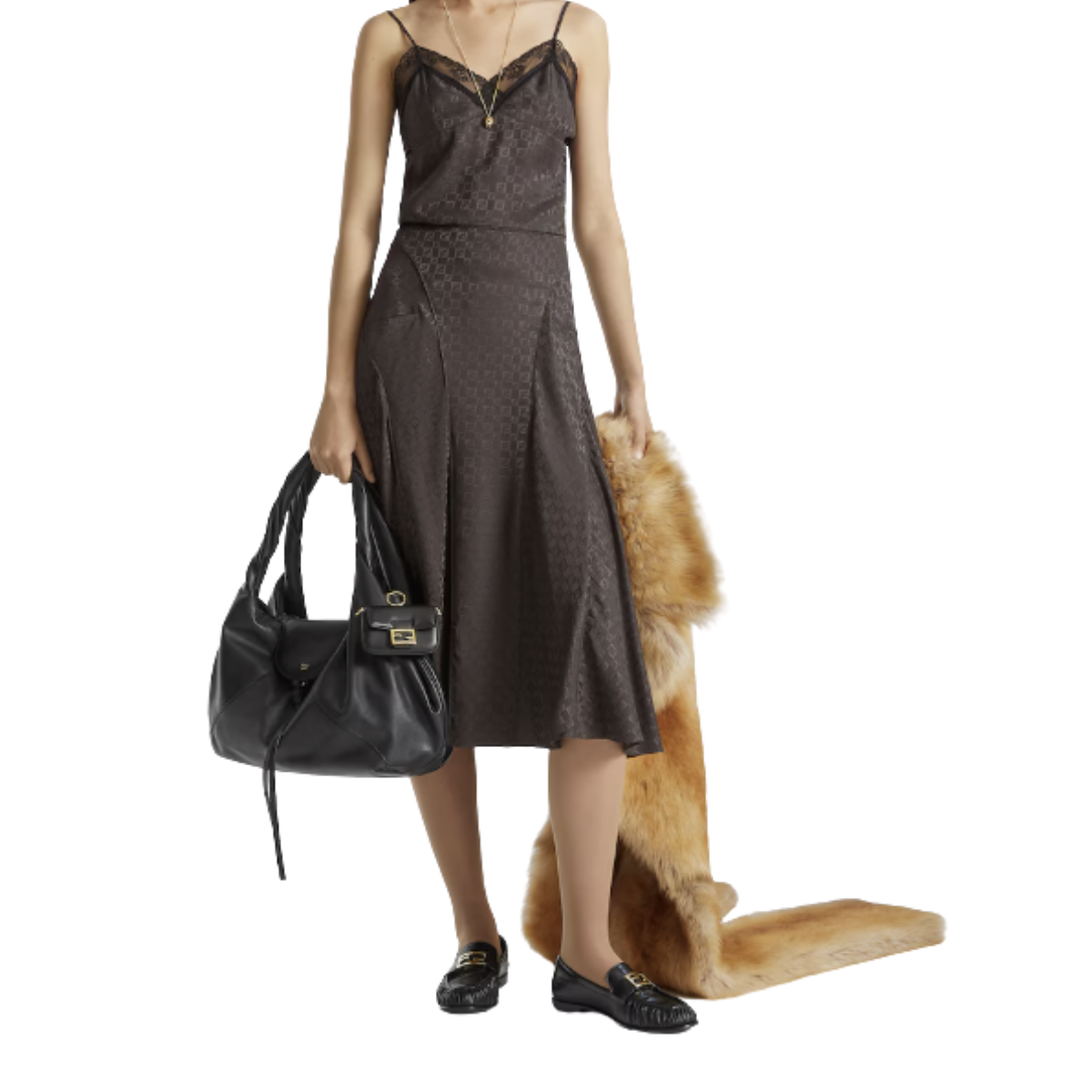 Fendi Baguette Black Nappa Leather Loafers