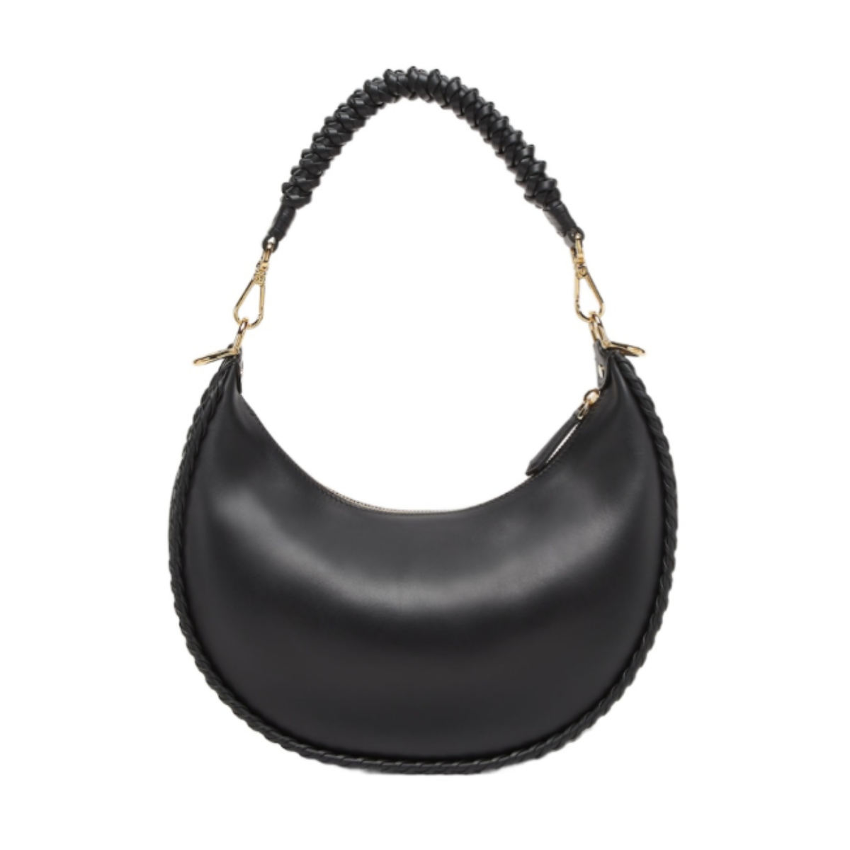 Fendi Fendigraphy Small Shoulder Bag in Black Calfskin