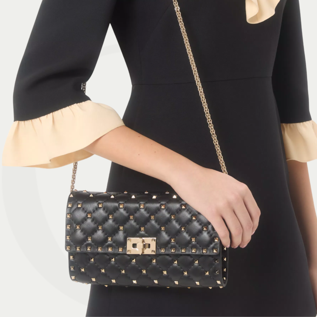 Valentino Rockstud Spike Nappa Leather Crossbody Clutch Bag
