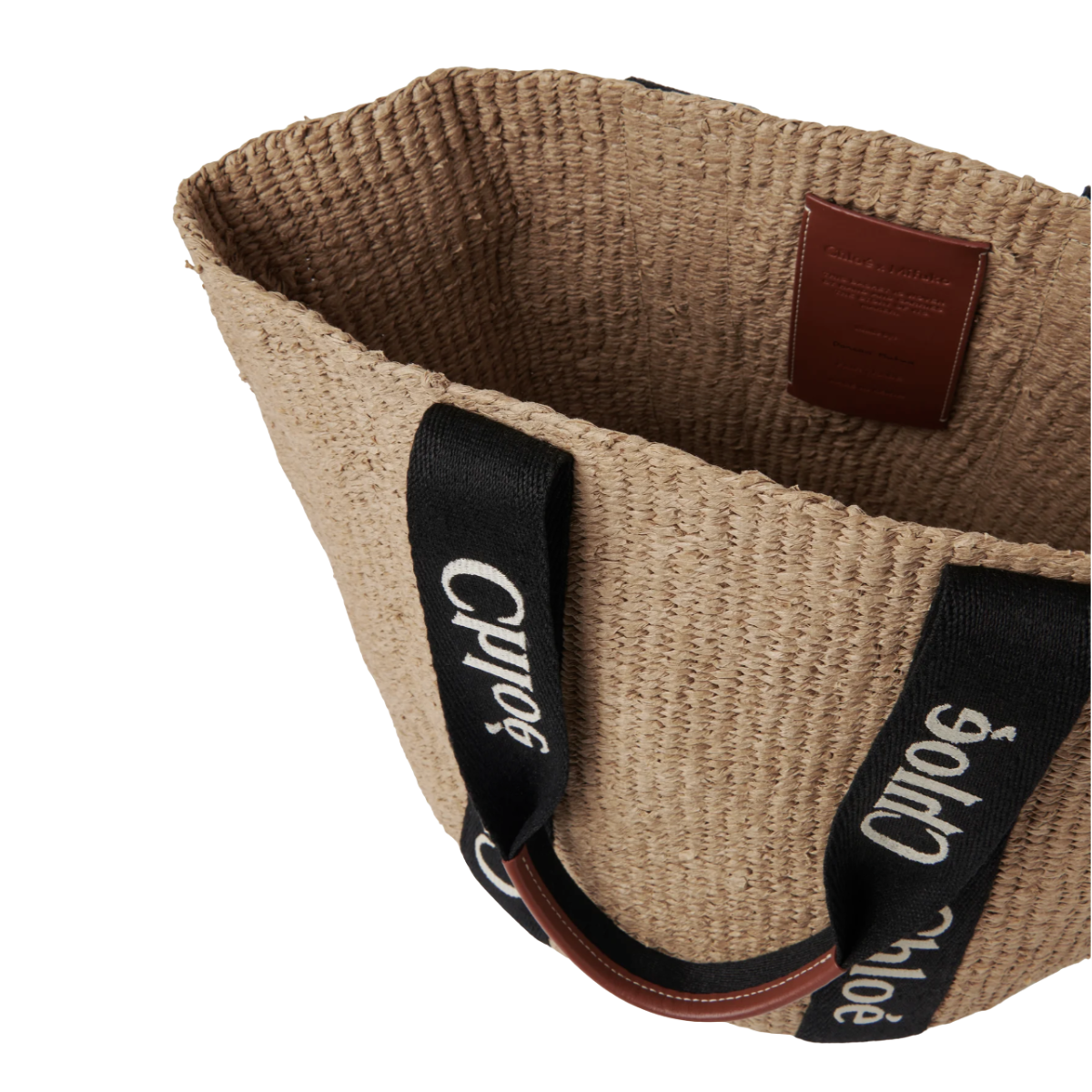 Chloé Large Woody tote bag in natural fibers