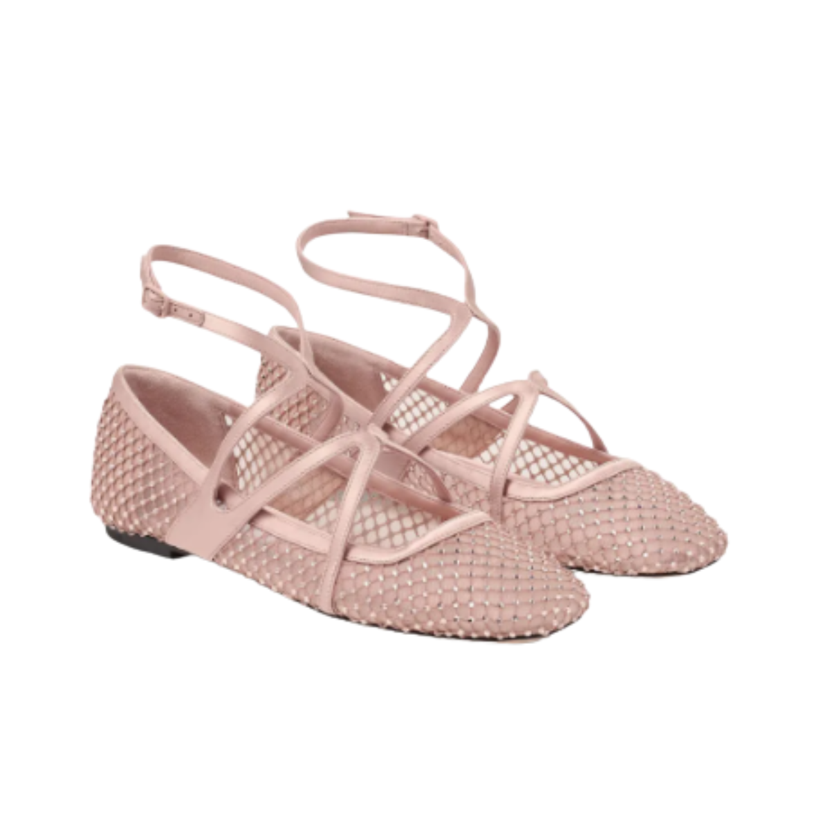 Jimmy Choo Astoria Crystal Mesh Caged Ballerina Flats