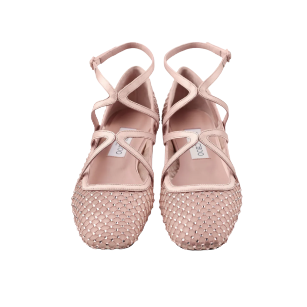 Jimmy Choo Astoria Crystal Mesh Caged Ballerina Flats