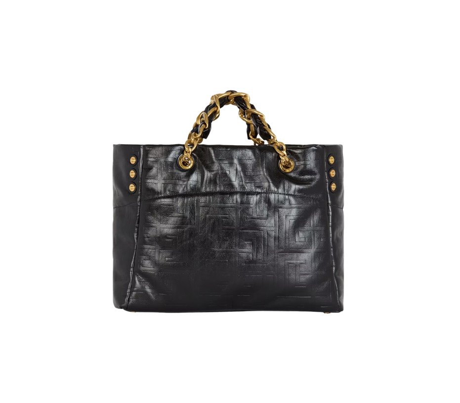Balmain 1945 Soft Crackled Leather Tote Bag