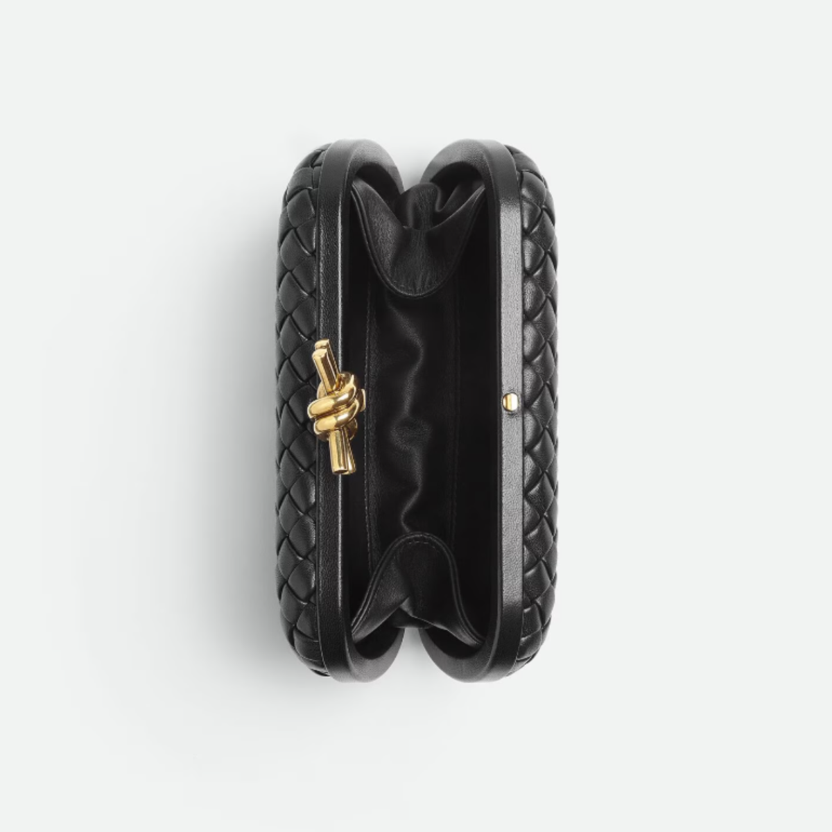 Bottega Veneta Knot Bag in Black Intrecciato Leather