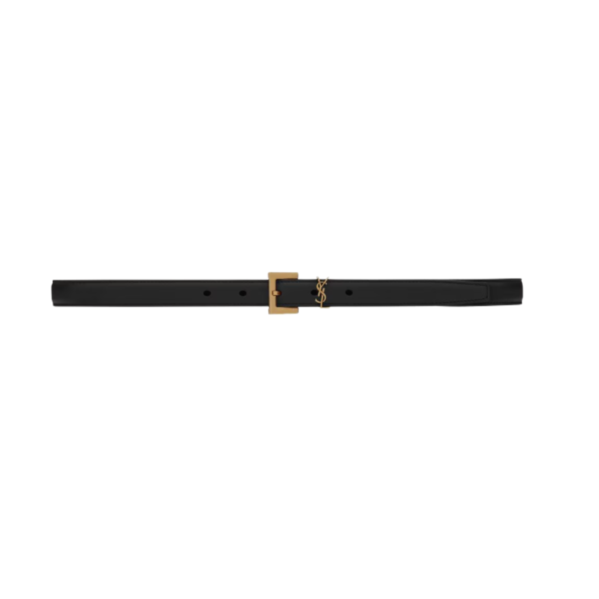 Saint Laurent Cassandre Thin Belt With Square Buckle in Box Saint Laurent Leather