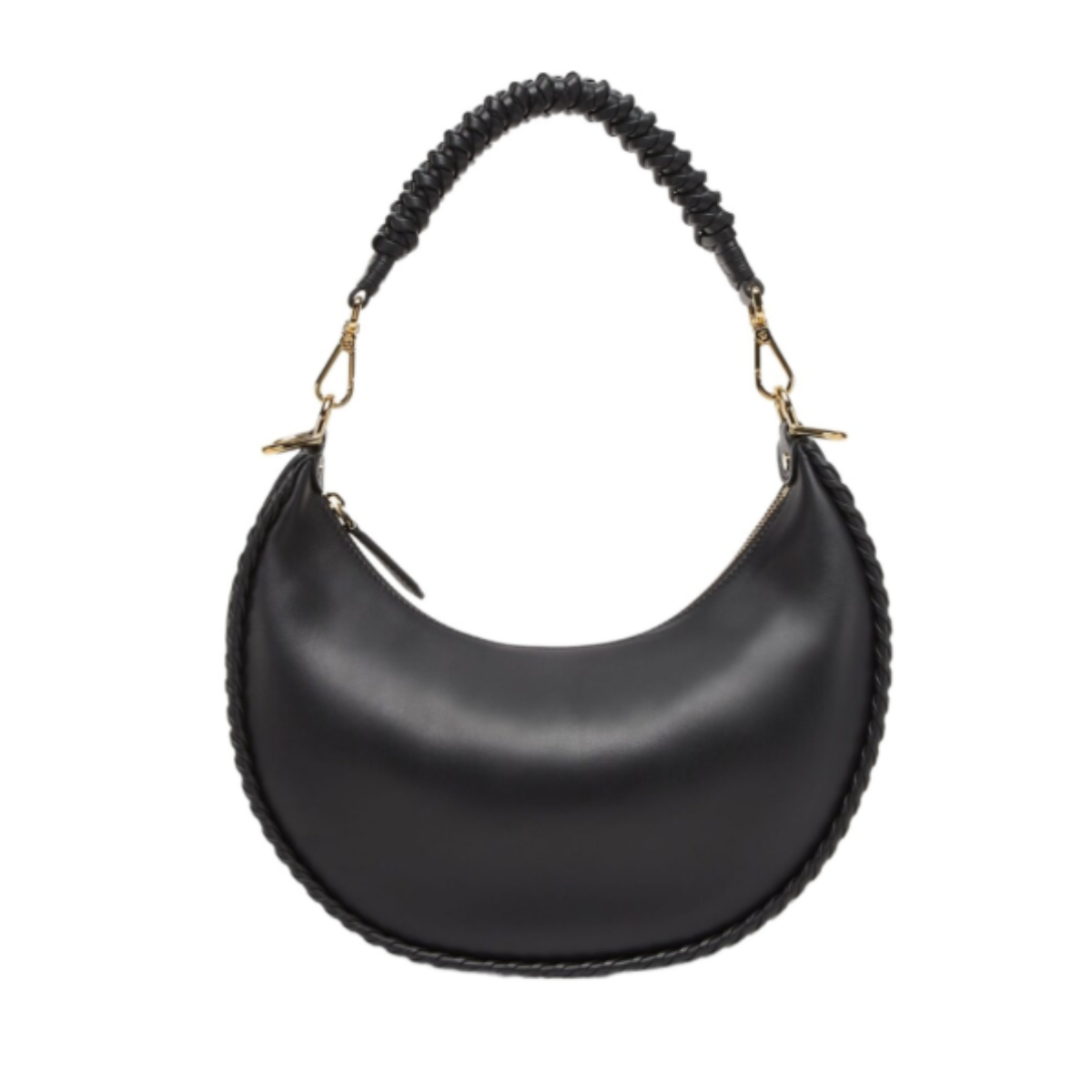 Fendi Fendigraphy Small Shoulder Bag in Black Calfskin
