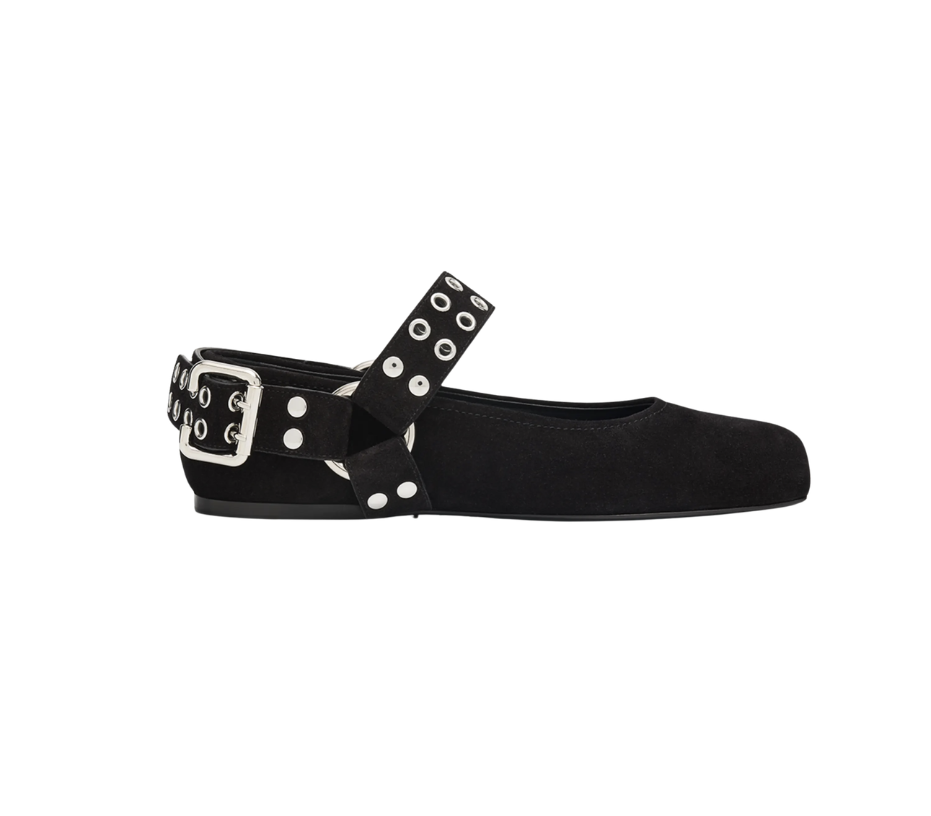 ALAIA Biker Suede Ballerina Flats