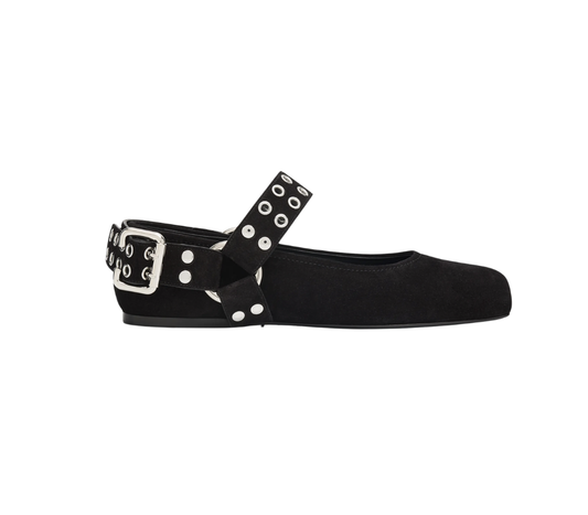 ALAIA Biker Suede Ballerina Flats