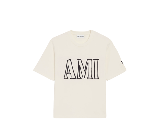 Ami Paris White Cotton Ami Paris Print T-shirt