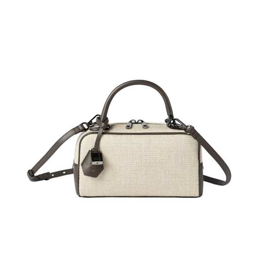 Brunello Cucinelli Explorer Small Boston Bag in Techno Raffia and Leather