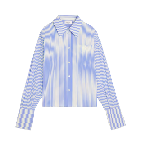 Celine Cropped Shirt in Striped Cotton Poplin