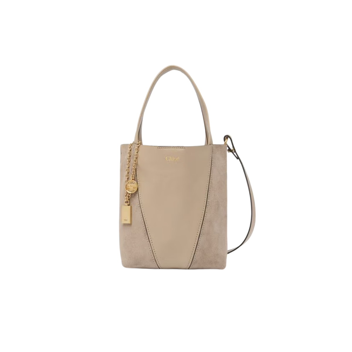 Chloé Small Spin Tote Bag in Grained & Suede Leather