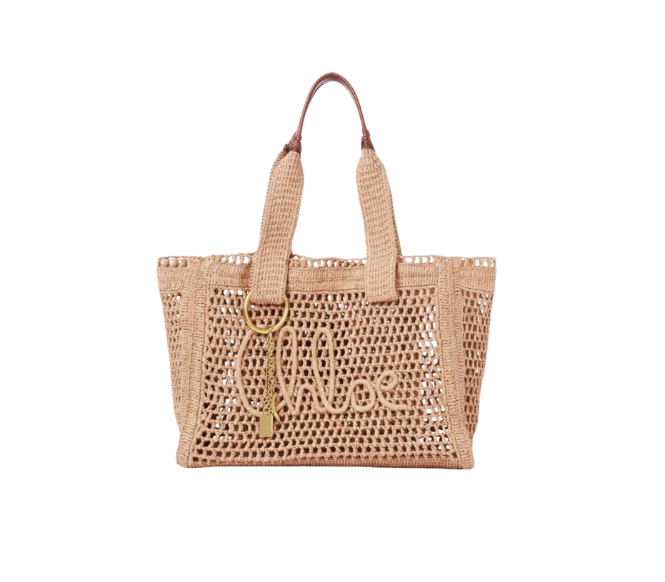 Chloé Summer Banana east-west tote bag in raffia