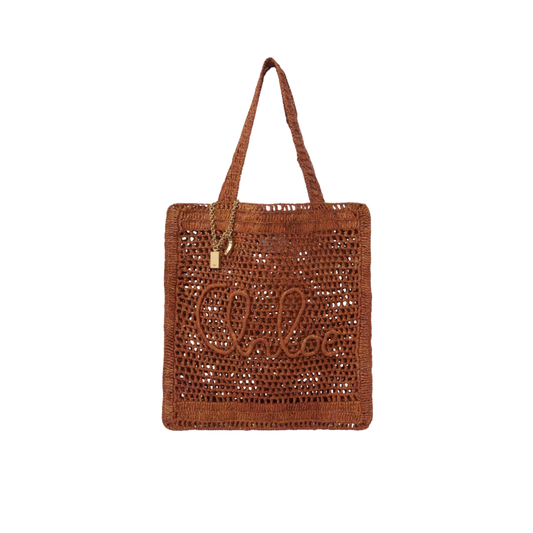 Chloe Summer Banana Tote Bag in Raffia