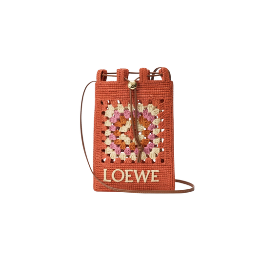 Loewe Drawstring Pocket in Classic Calfskin and Raffia