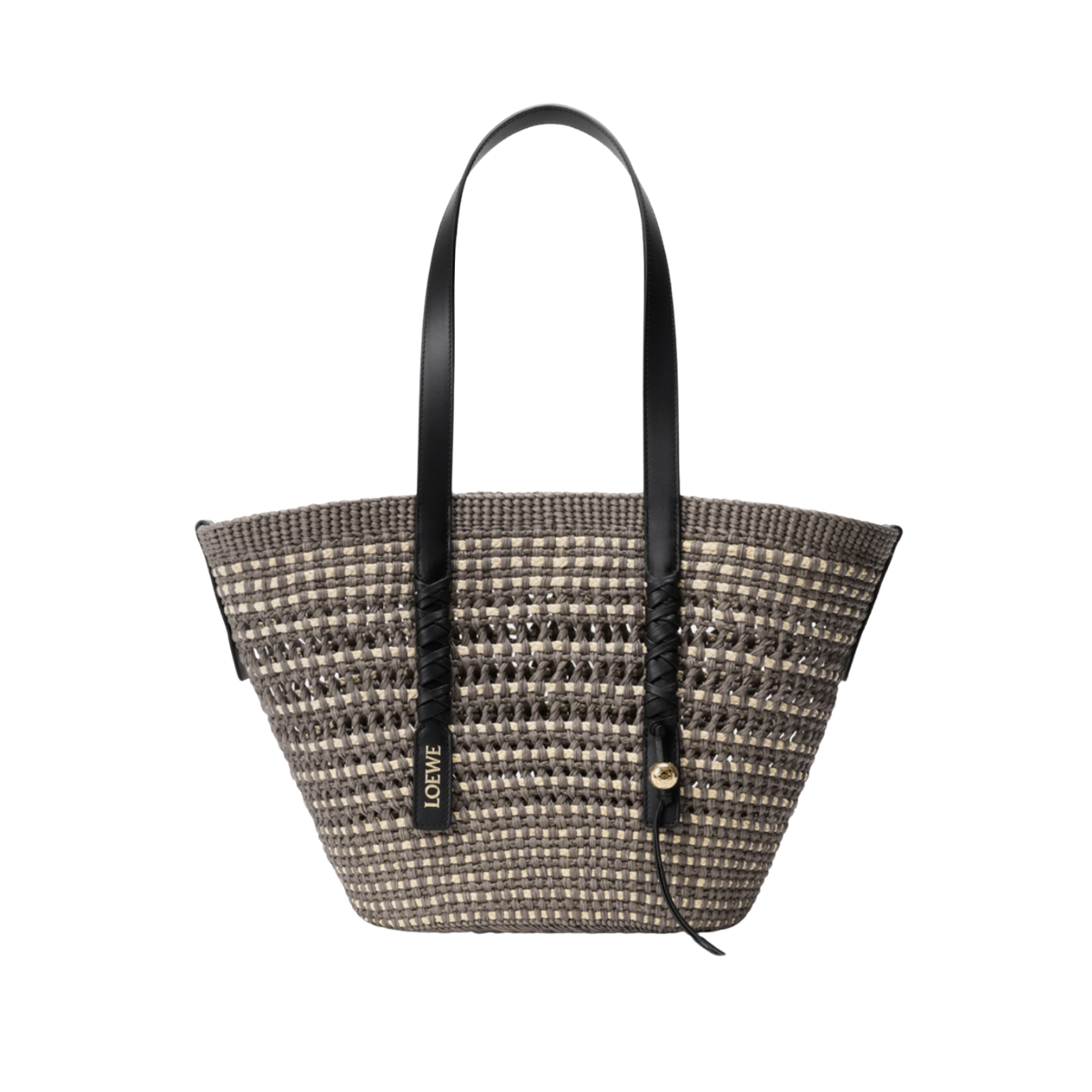 Loewe Medium Braid Basket in Iraca Palm and Calfskin