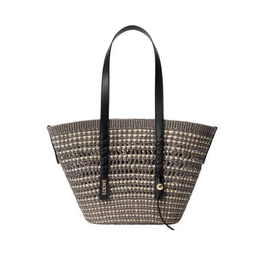 Loewe Medium Braid Basket in Iraca Palm and Calfskin