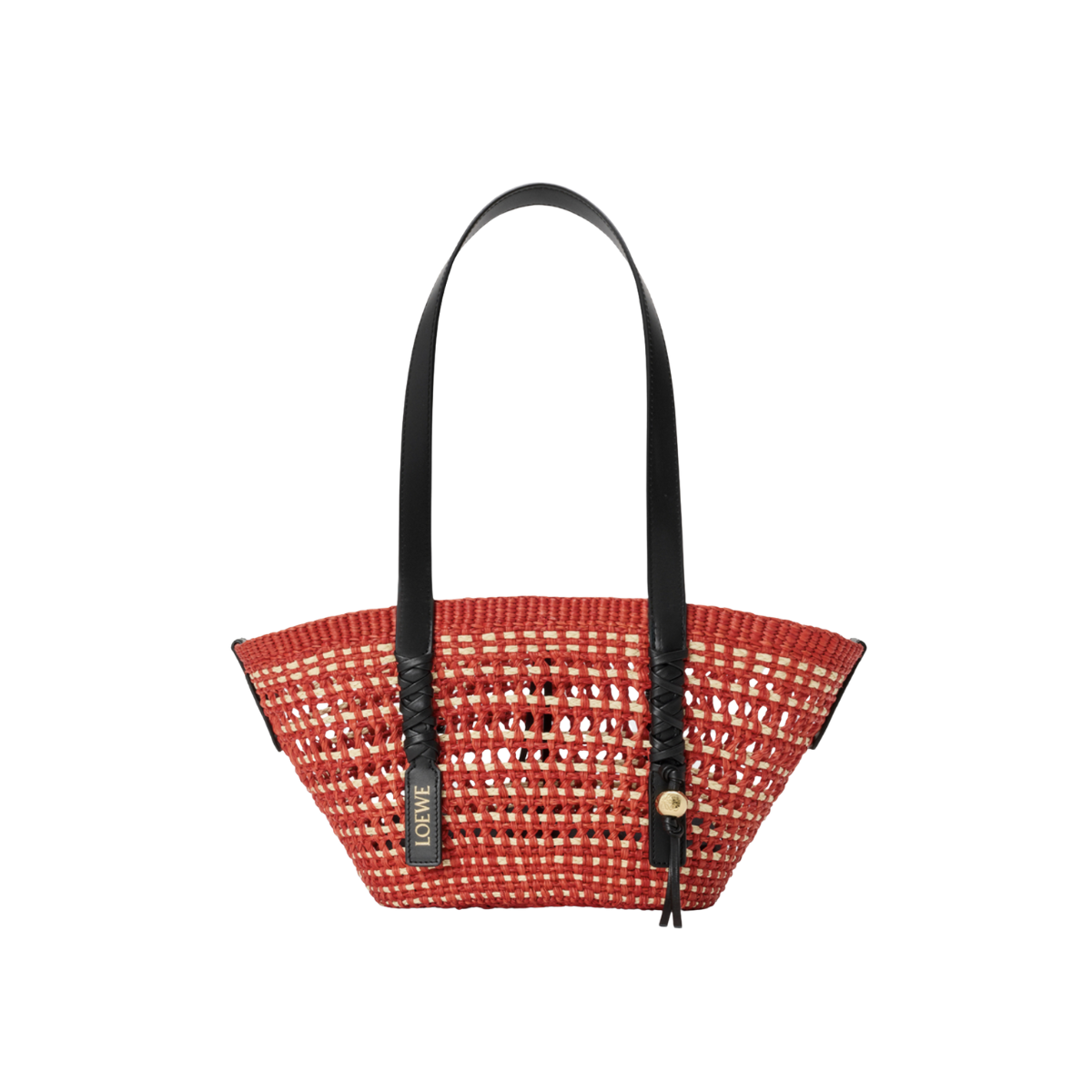 Loewe Small Braid Basket in Iraca Palm and Calfskin