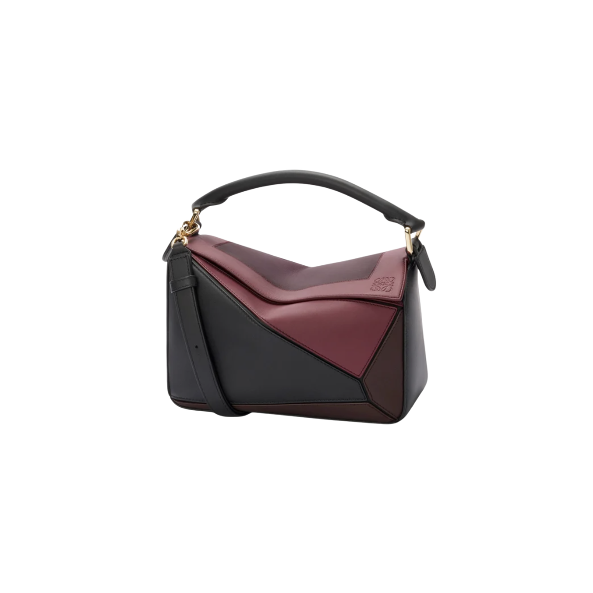 Loewe Small Puzzle bag in Nappa Calfskin black burgundy