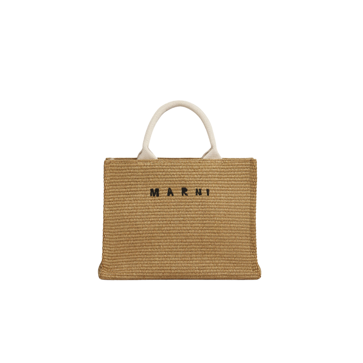 Marni Natural-Coloured Raffia-Effect Small Tote Bag
