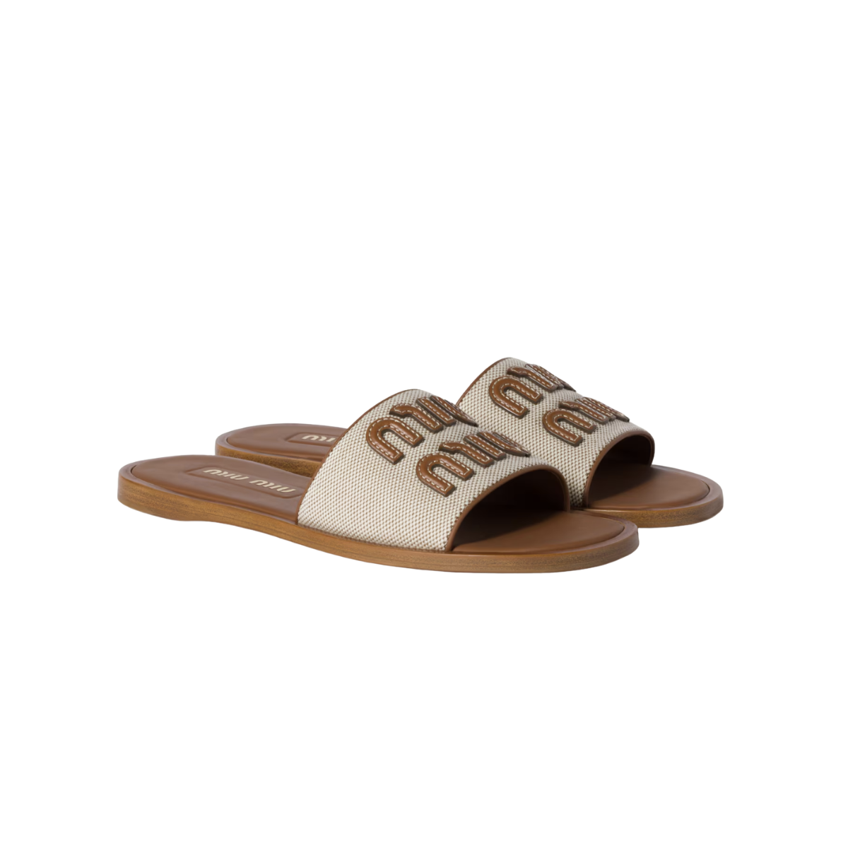 Miu Miu Canvas and Leather Slides