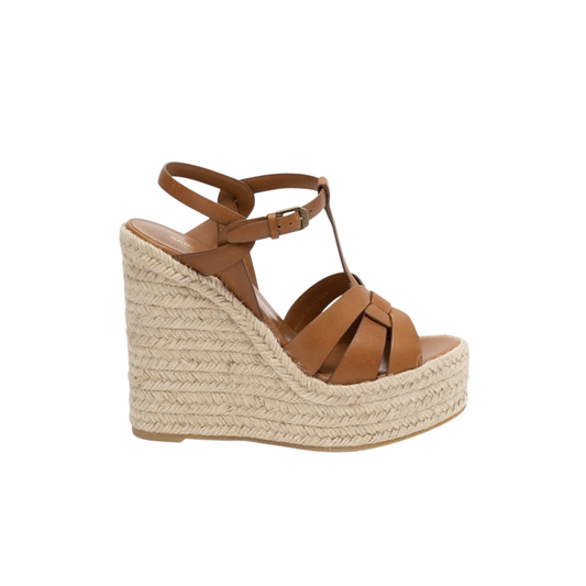 Saint Laurent TRIBUTE Espadrilles Wedge in Smooth Leather