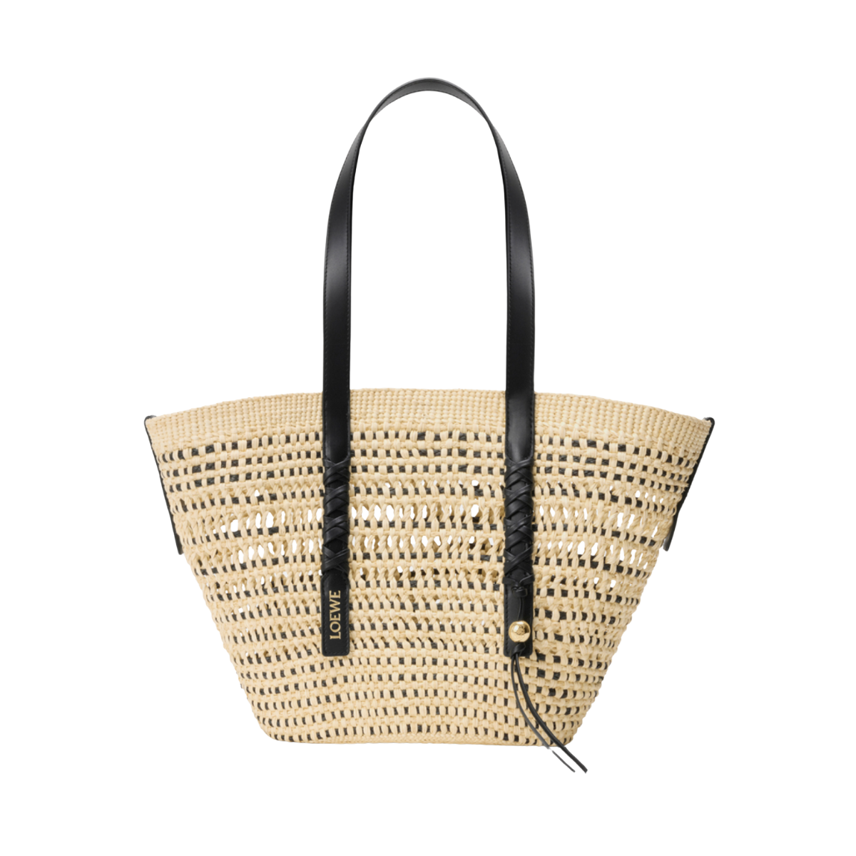Loewe Medium Braid Basket in Iraca Palm and Calfskin