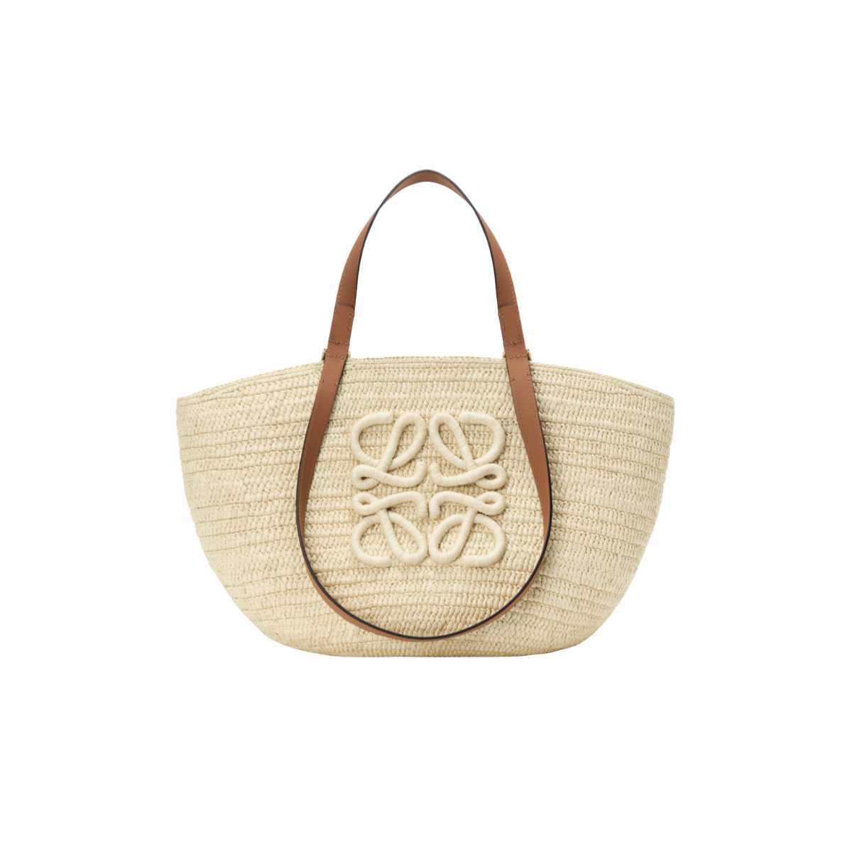 Loewe Medium Eclipse Basket in Raffia and Calfskin