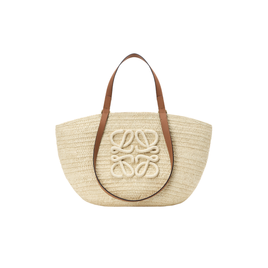 Loewe Medium Eclipse Basket in Raffia and Calfskin