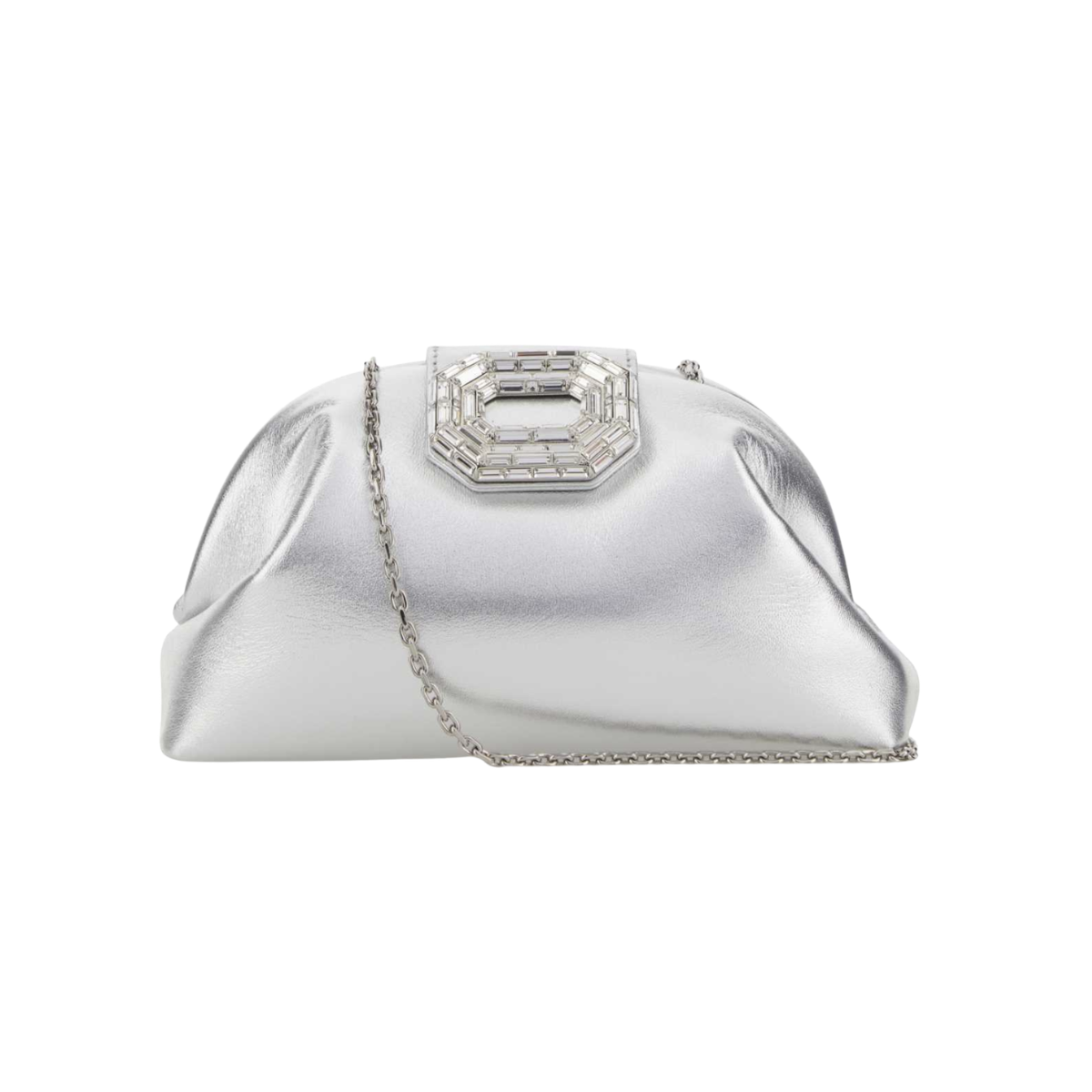 Amina Muaddi Camelia Clutch Silver Clutch