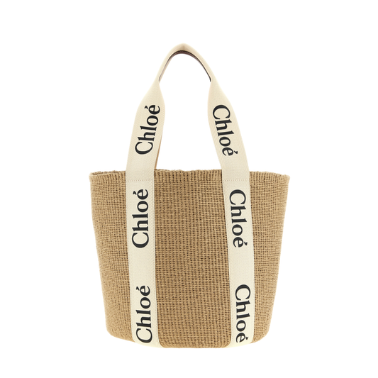 Chloé Large Woody Basket in Natural Fibers