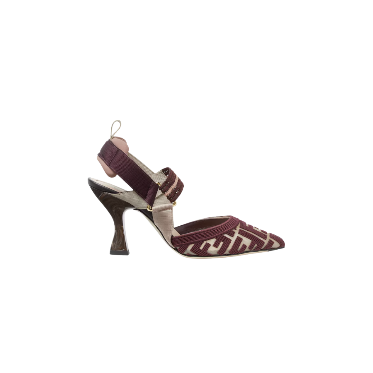 Fendi Colibrì FF Fabric High-Heeled Slingbacks