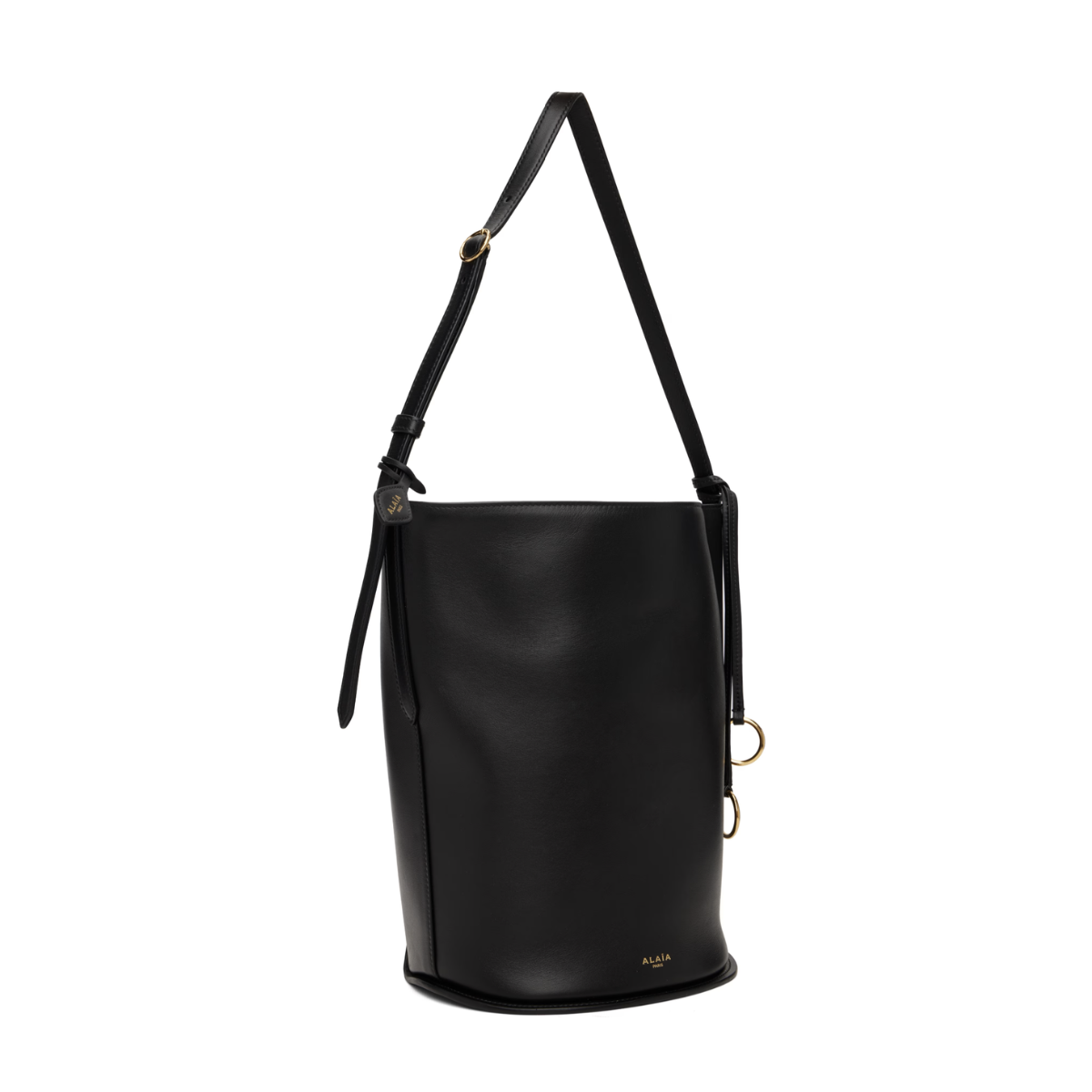 ALAÏA HIP SMALL BUCKET BI-MATERIAL BAG IN LEATHER