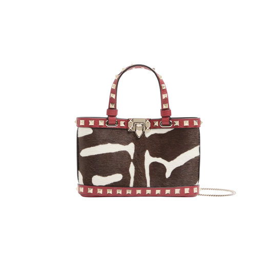 Valentino Garavani Rockstud Mini Shopping Bag in Pony-effect Calfskin