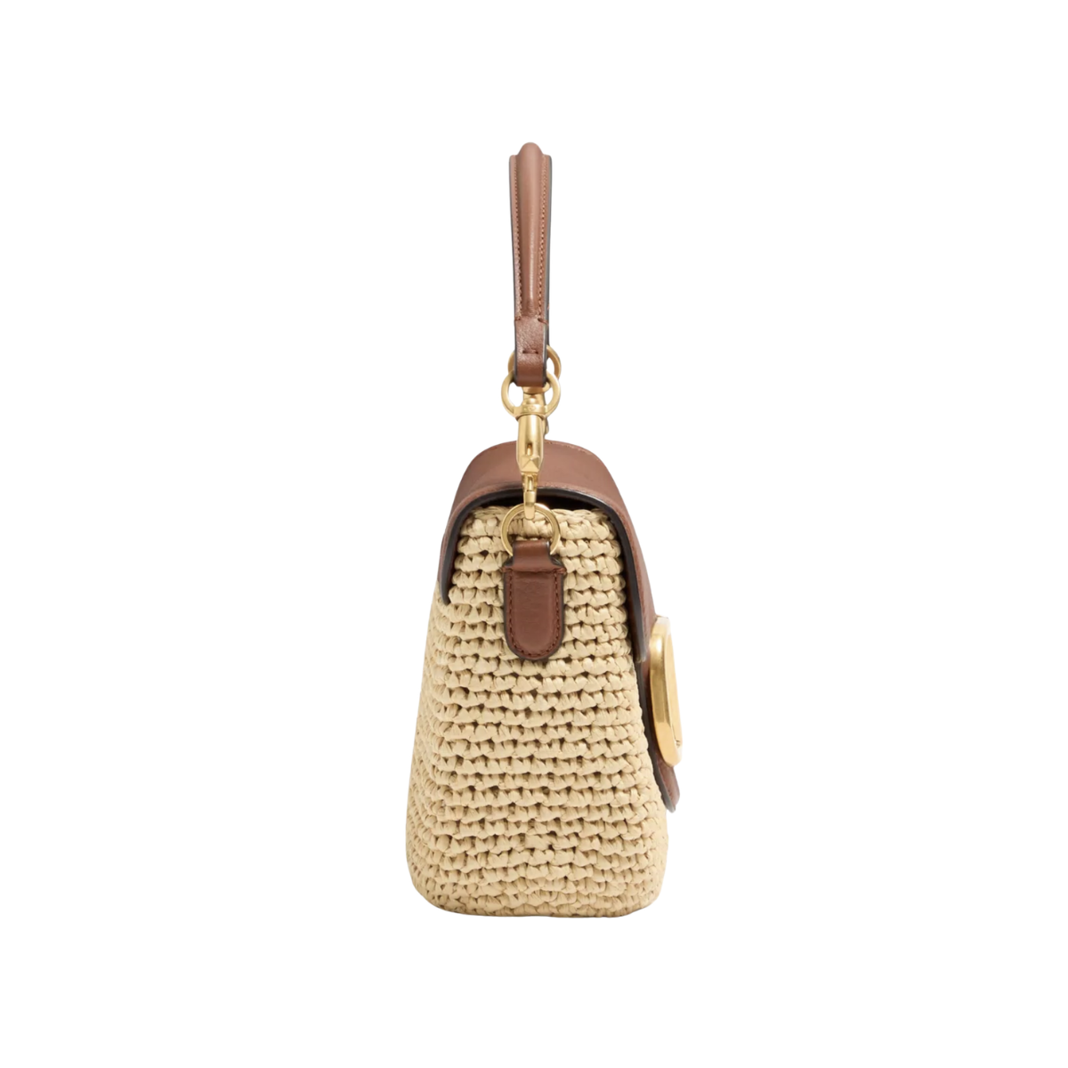 Valentino Garavani Alltime Shoulder Bag in Raffia and Grainy Calfskin with Ribbon Strap Featuring Cherryfic Embroidery