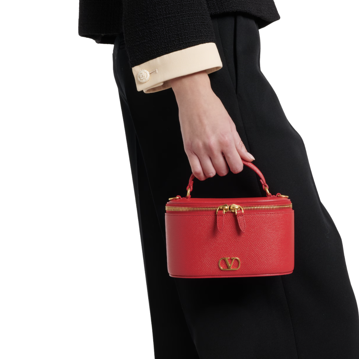 Valentino Garavani VLogo Signature Mini Vanity Bag In Grainy Calfskin
