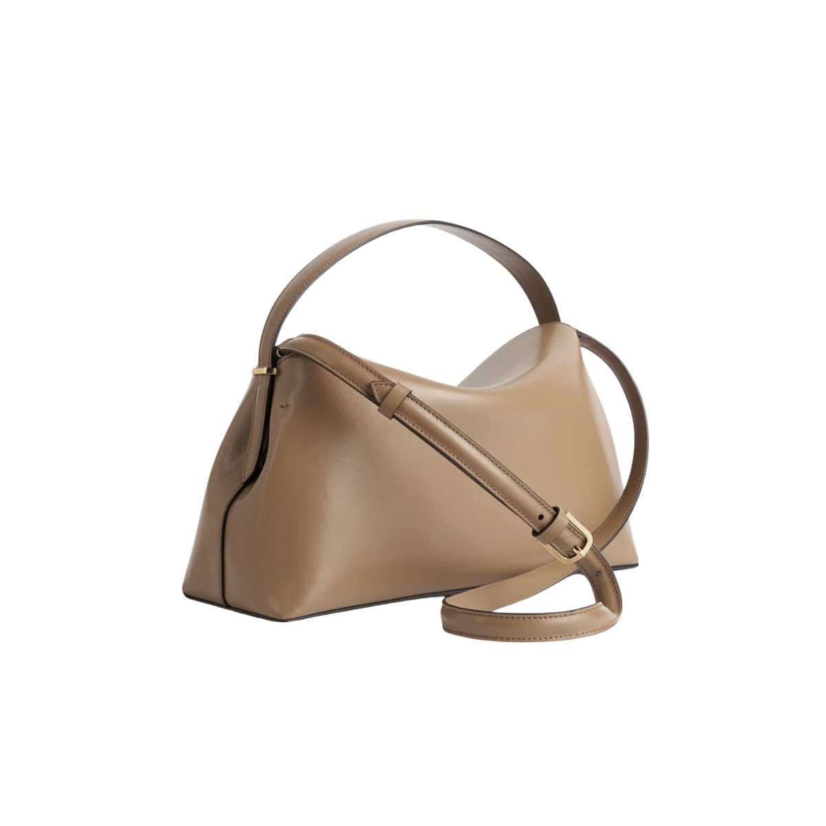 Toteme T-lock Leather Top Handle Camel