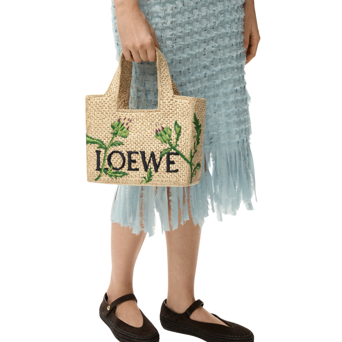 LOEWE Small Font Tote in Raffia