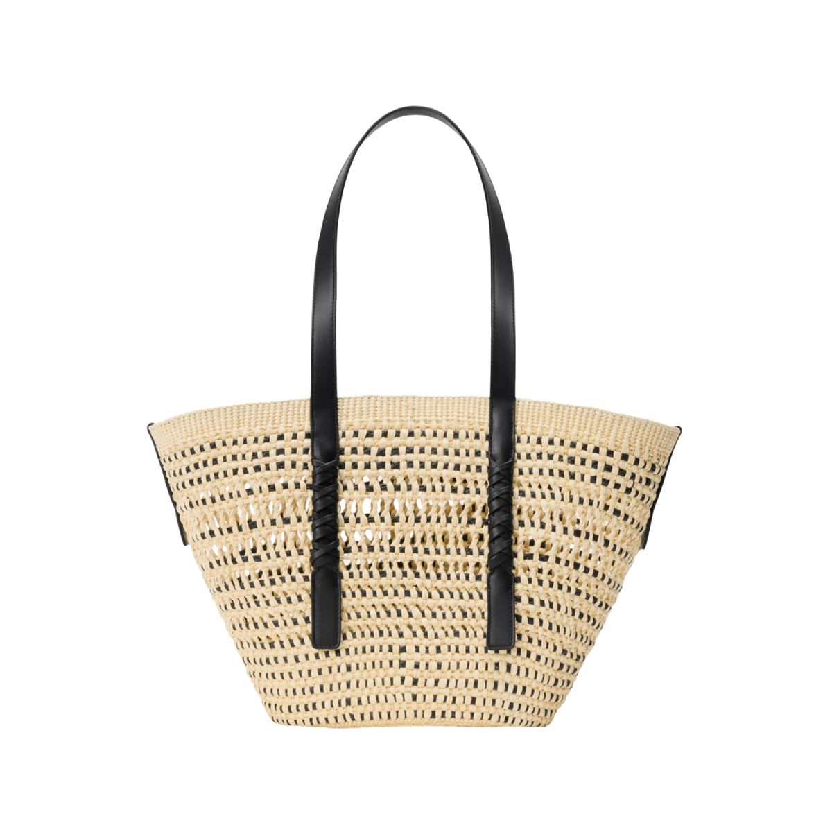 Loewe Medium Braid Basket in Iraca Palm and Calfskin
