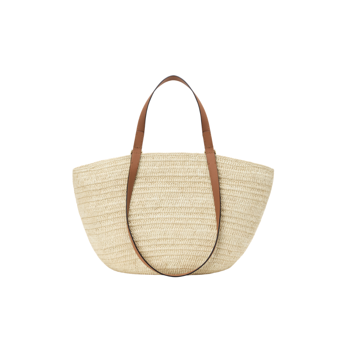 Loewe Medium Eclipse Basket in Raffia and Calfskin