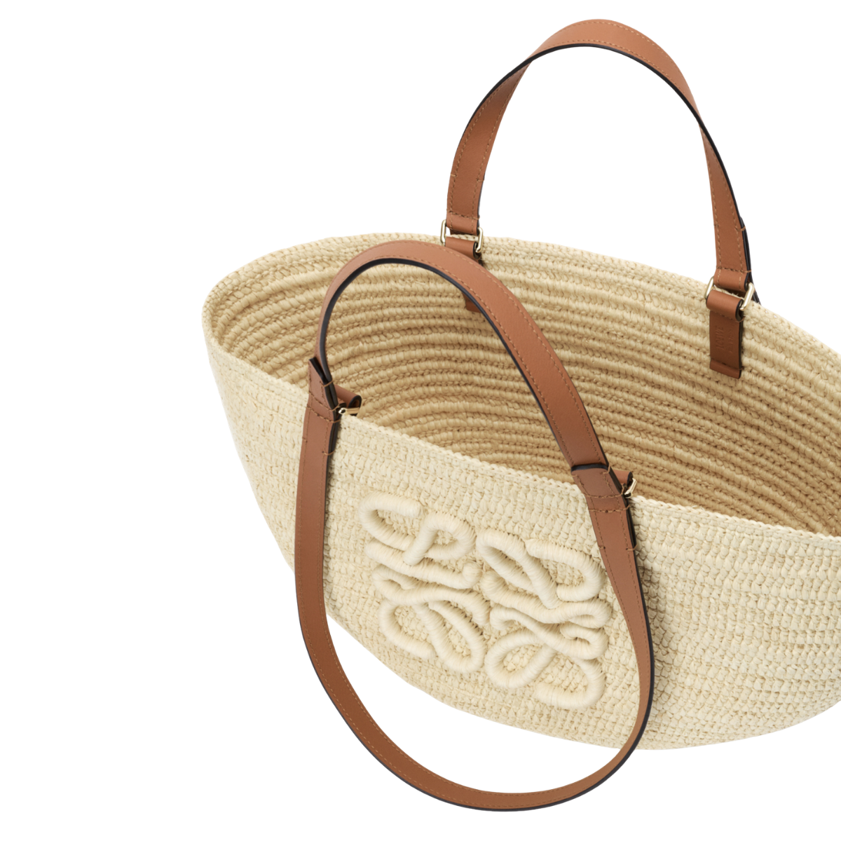Loewe Medium Eclipse Basket in Raffia and Calfskin