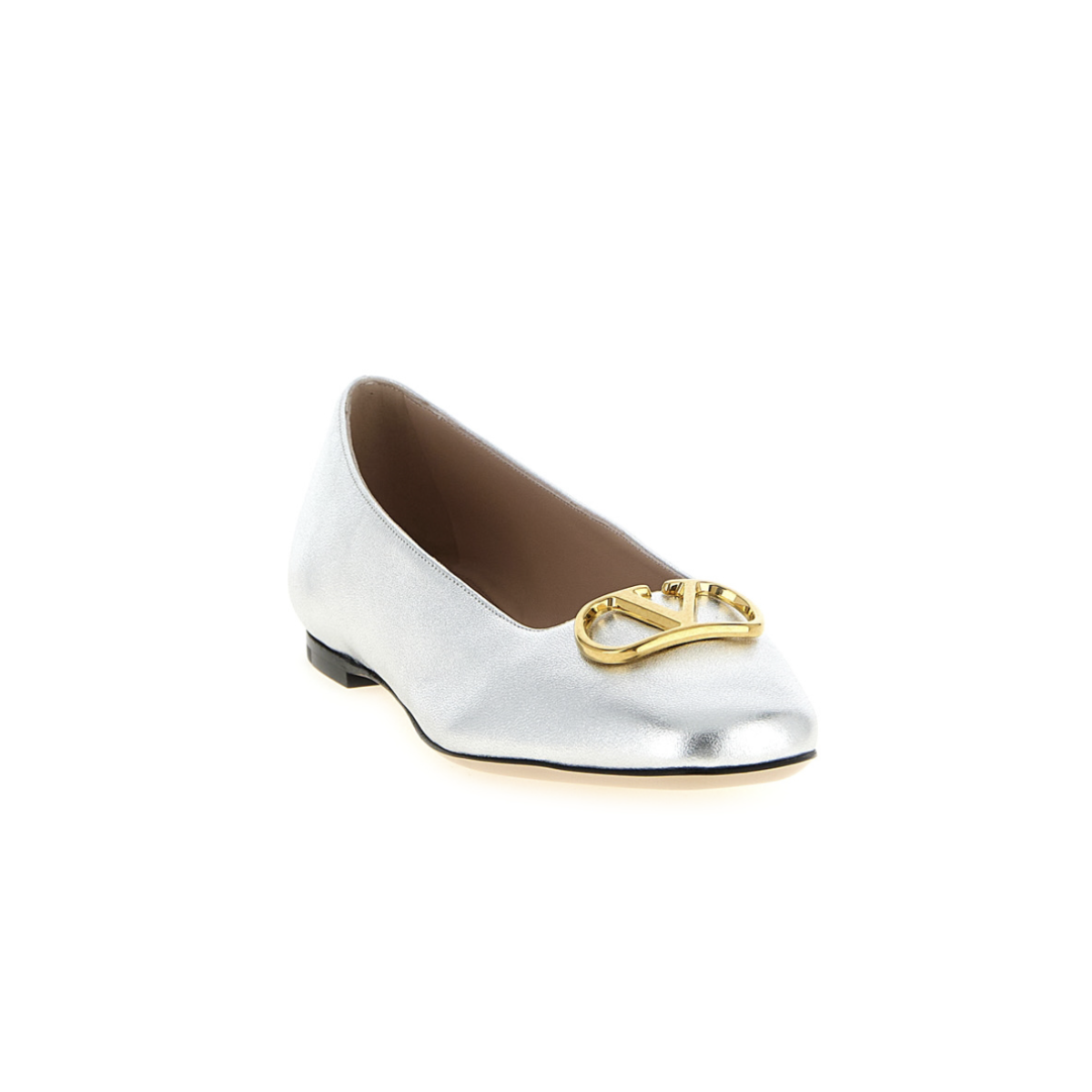 Valentino Garavani VLogo Signature Ballerina In Laminated Nappa Leather