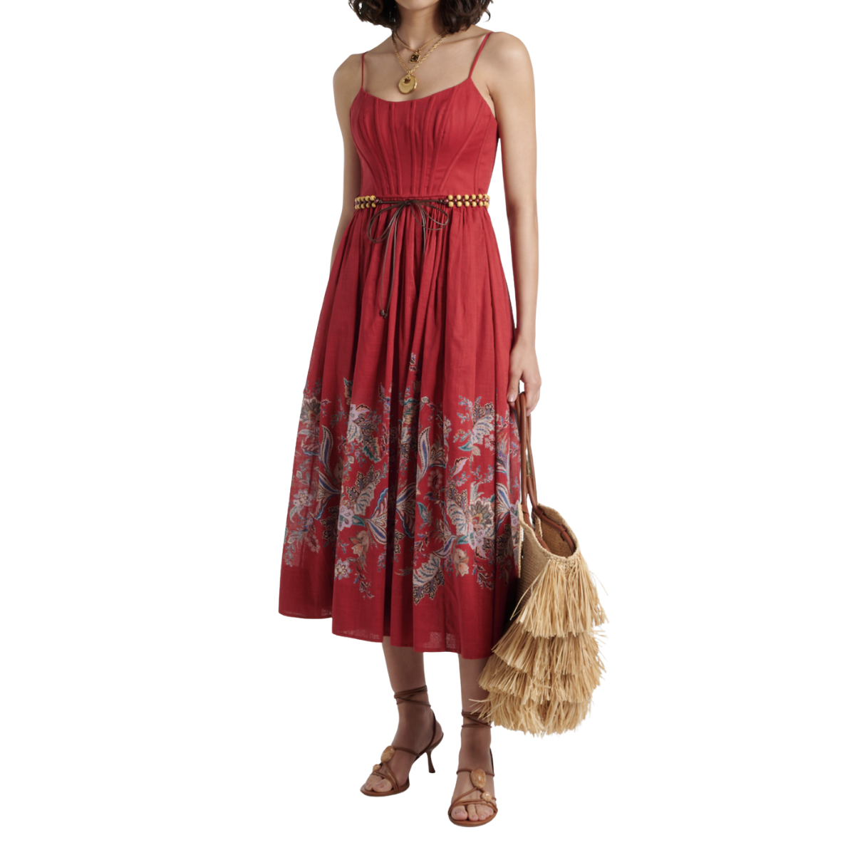 Zimmermann Rhiannon Gathered Paisley Cotton Midi Dress